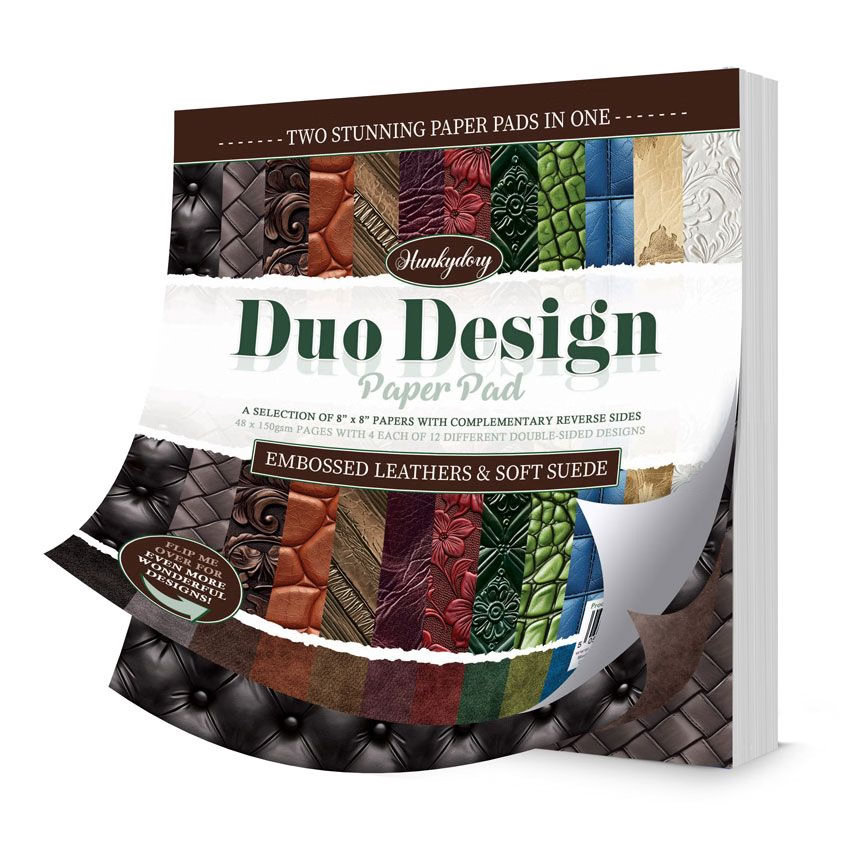 8x8 Duo Design Paper Pad - Hunkydory - Embossed Leathers & Soft Suede (image for) 8x8 Duo Design Paper Pad - Hunkydory - Embossed Leathers & Soft Suede