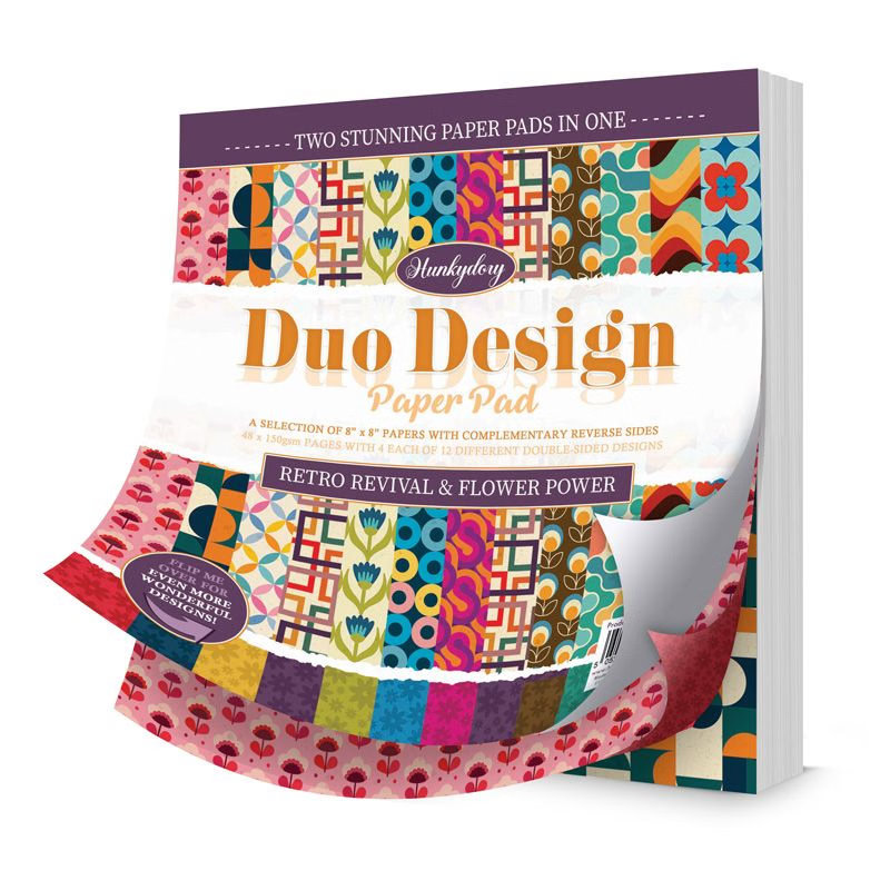 (image for) 8x8 Duo Design Paper Pad - Hunkydory - Retro Revival & Flower Power