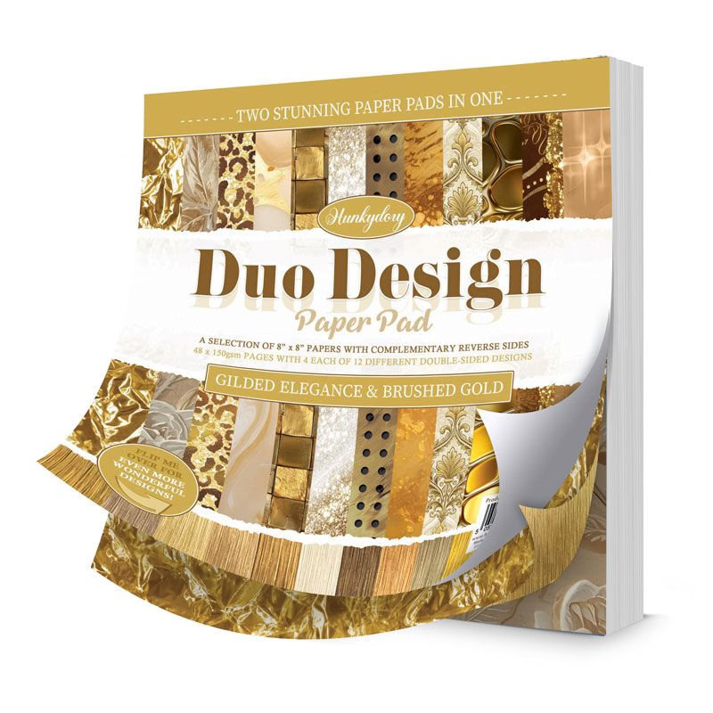 8x8 Duo Design Paper Pad - Hunkydory - Gilded Elegance & Brushed Gold (image for) 8x8 Duo Design Paper Pad - Hunkydory - Gilded Elegance & Brushed Gold