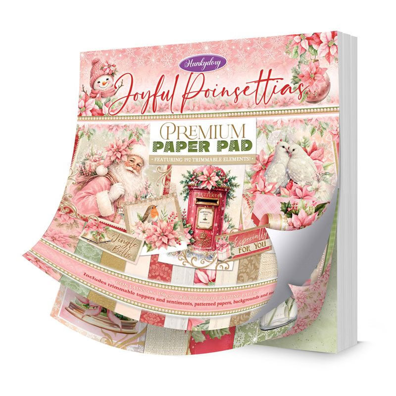 Premium Paper Pad - Hunkydory - Joyful Poinsettias (48 Sheets) (image for) Premium Paper Pad - Hunkydory - Joyful Poinsettias (48 Sheets)