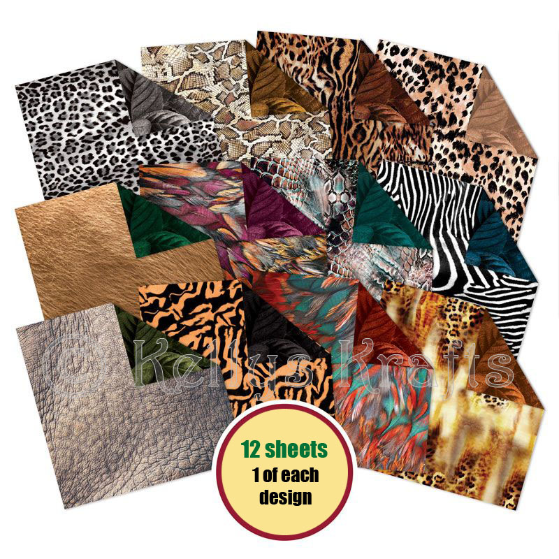 8x8 Duo Design Papers - Animal Prints & Lovely Leaves (12 Sheets)