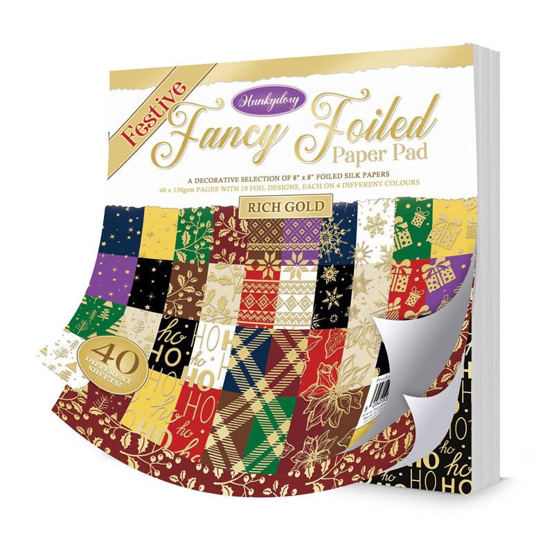 (image for) Festive Fancy Foiled Paper Pad - Hunkydory - Rich Gold (FFPP103)
