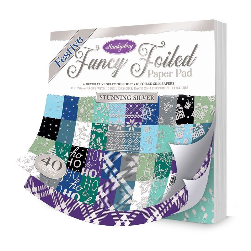 (image for) Festive Fancy Foiled Paper Pad - Hunkydory - Stunning Silver (FFPP104)