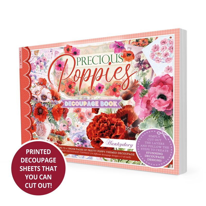Hunkydory Decoupage Book - Precious Poppies (72 Pages)