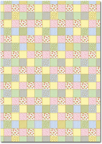 A4 Patterned Card - Patchwork Foil, Pretty Pastels (1 Sheet)