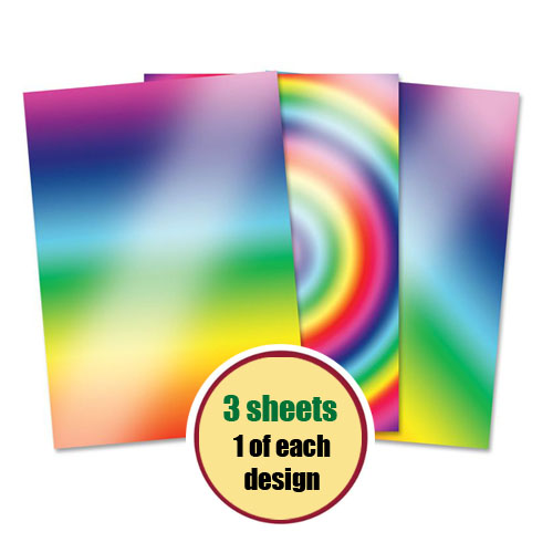 Patterned A4 Mirri Card, Rainbow Radiance (Pack of 3 Sheets)