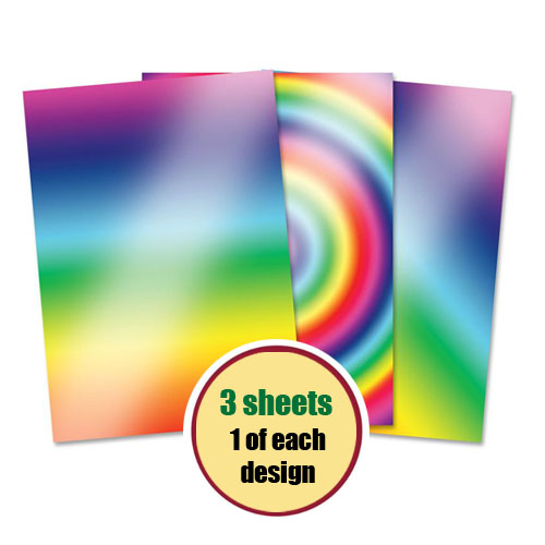 (image for) Patterned A4 Mirri Card, Rainbow Radiance (Pack of 3 Sheets)