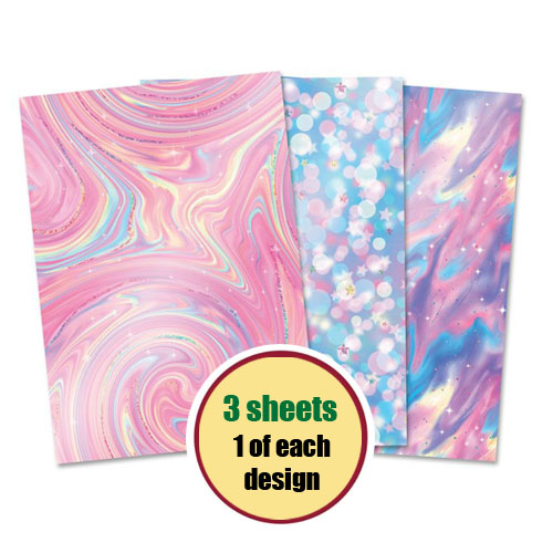 Patterned A4 Mirri Card, Iridescent Rainbow (Pack of 3 Sheets)