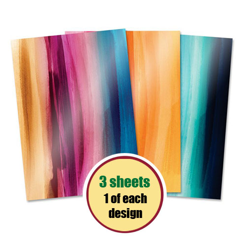 Patterned A4 Mirri Card, Vibrant Brushstrokes (Pack of 3 Sheets)