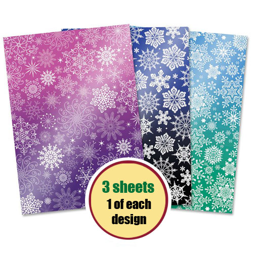 (image for) Patterned A4 Mirri Card, Snowflake Shimmer (Pack of 3 Sheets)