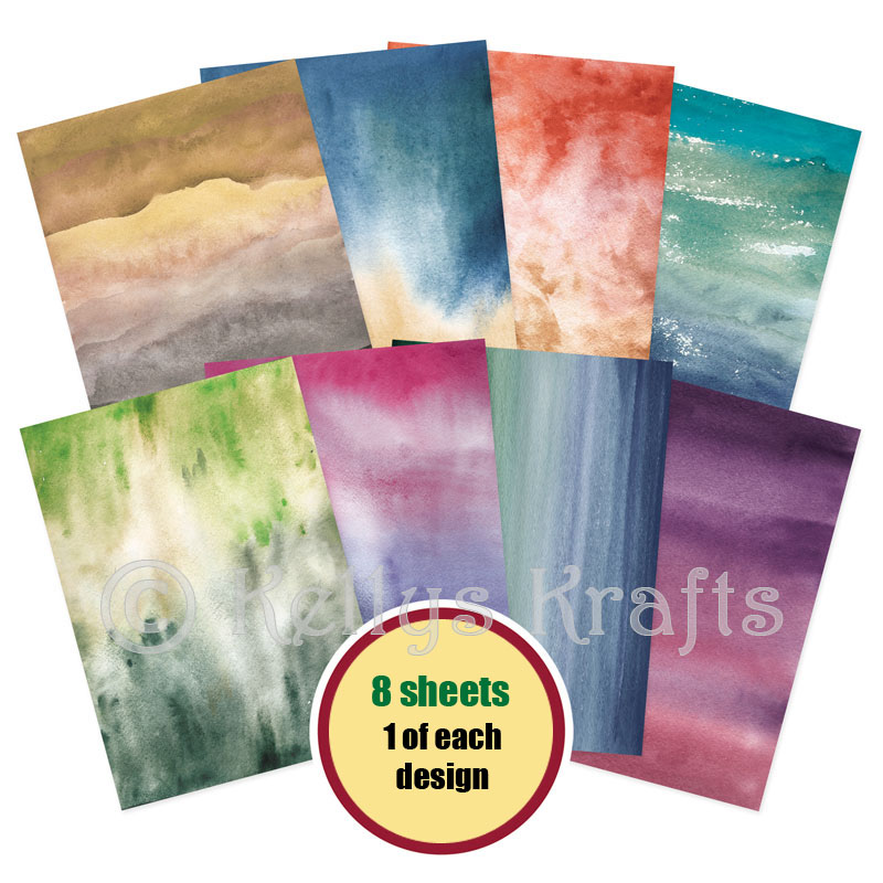 A4 Patterned Card - Abstract Ombres Pack (8 Sheets)