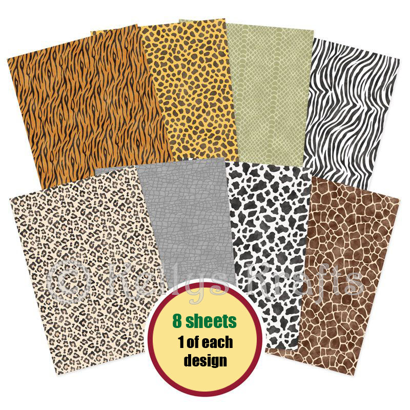 A4 Patterned Card - Animal Prints Pack (8 Sheets)
