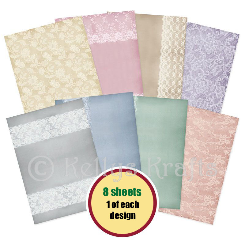 A4 Patterned Card - Delicate Lace Pack (8 Sheets)