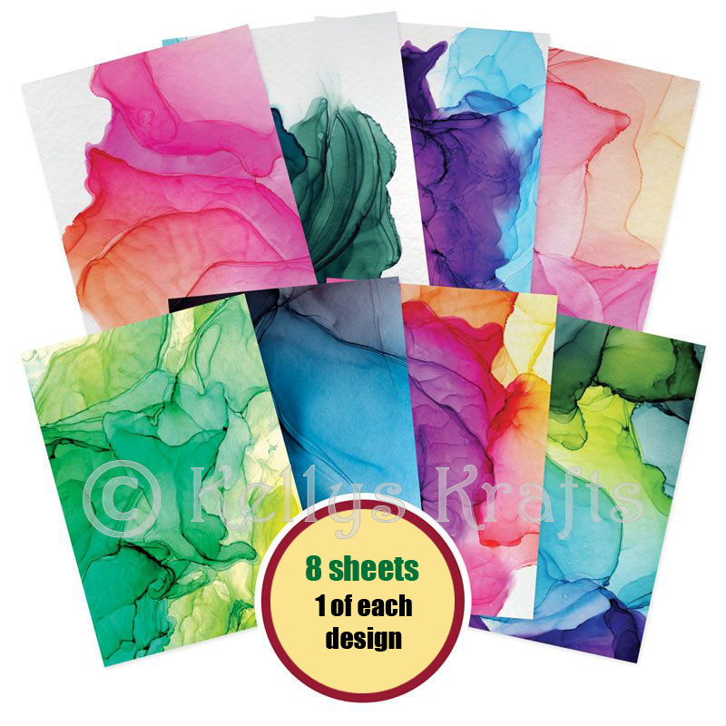 A4 Patterned Card - Ink Blends Pack (8 Sheets) - Click Image to Close