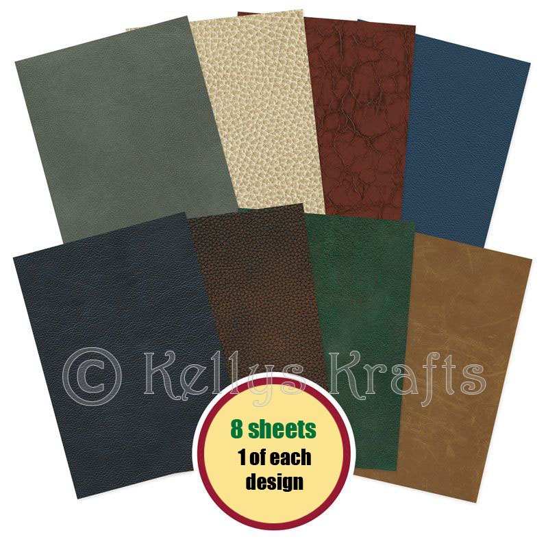 A4 Patterned Card - Leather Library Pack (8 Sheets)