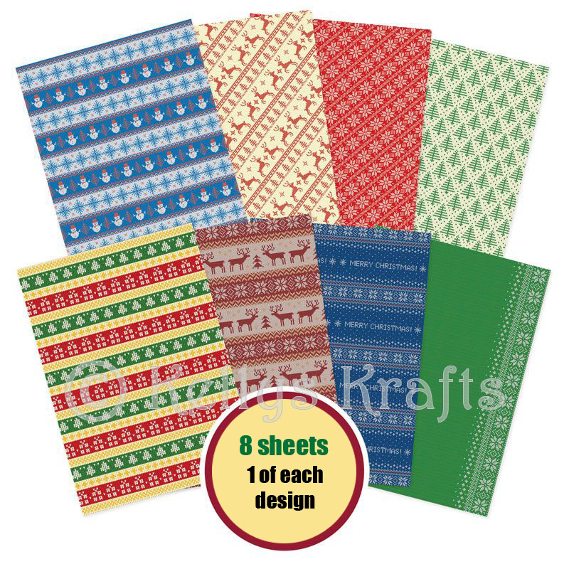(image for) A4 Patterned Card - Jolly Jumpers Pack (8 Sheets)
