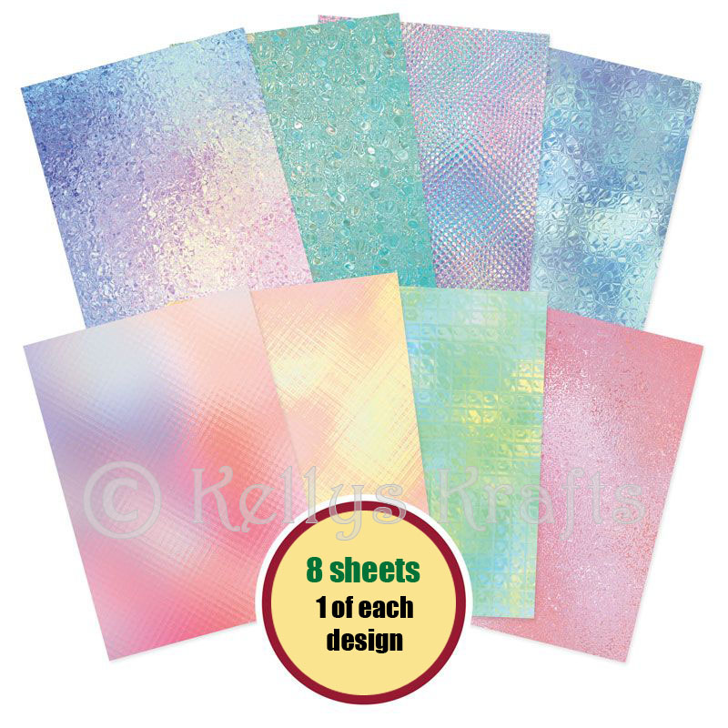 A4 Patterned Card - Iridescent Glass (8 Sheets)