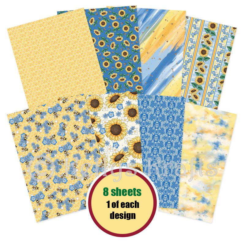(image for) A4 Patterned Card - Honey Meadow (8 Sheets)