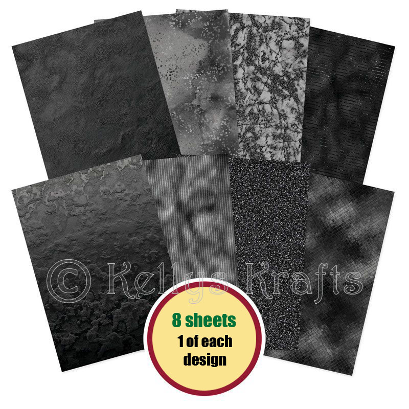 (image for) A4 Patterned Card - Midnight Glamour (8 Sheets)
