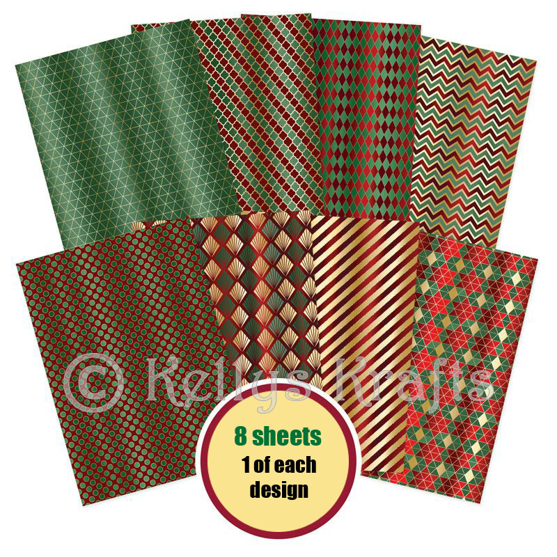 (image for) A4 Patterned Card - Festive Foils (8 Sheets)