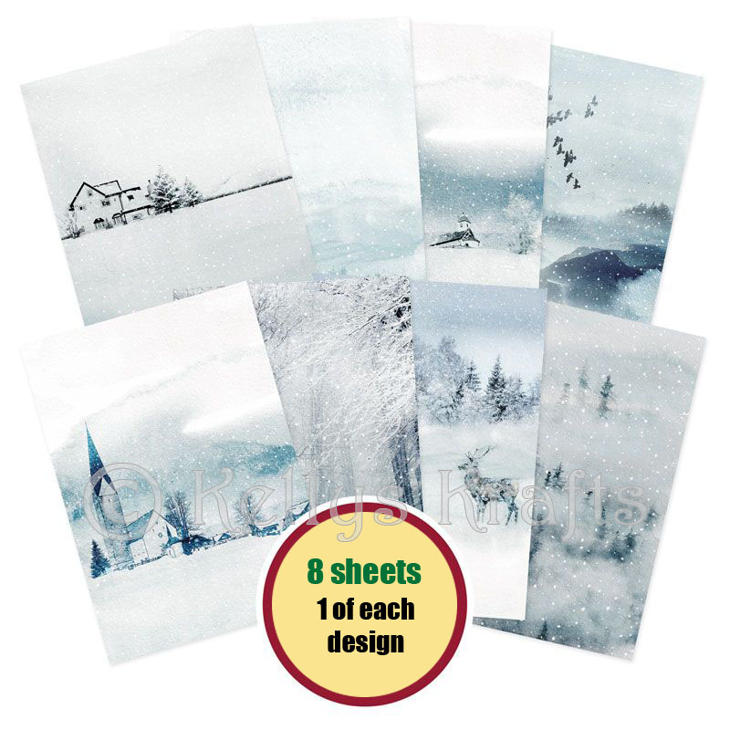 (image for) A4 Patterned Card - Sensational Snowscapes (8 Sheets)