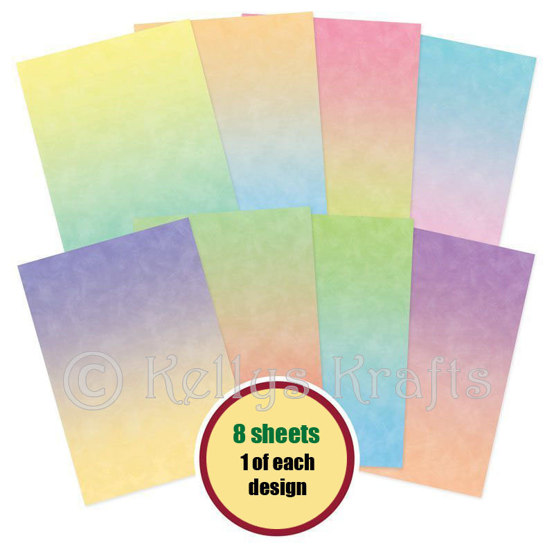 (image for) A4 Patterned Card - Pastel Ombre (8 Sheets)