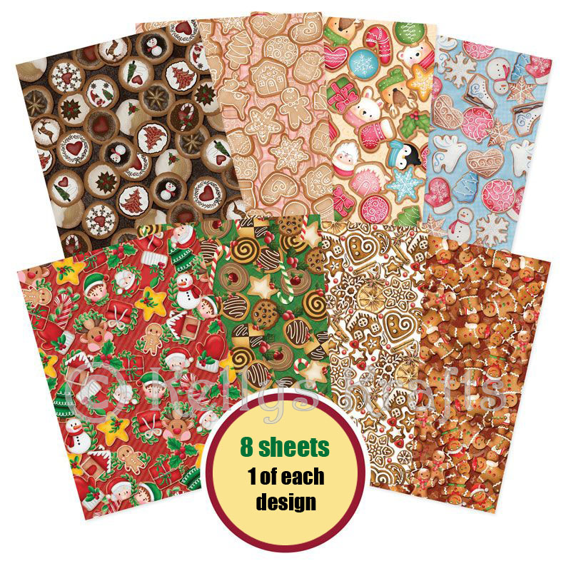 A4 Patterned Card - Christmas Cookies (8 Sheets)