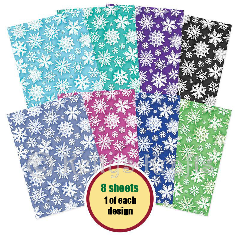 A4 Patterned Card - Paper-Cut Snowflakes (8 Sheets)