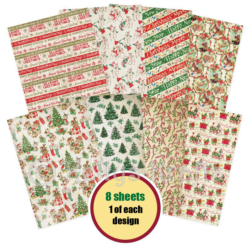 A4 Patterned Card - Retro Wrap (8 Sheets)