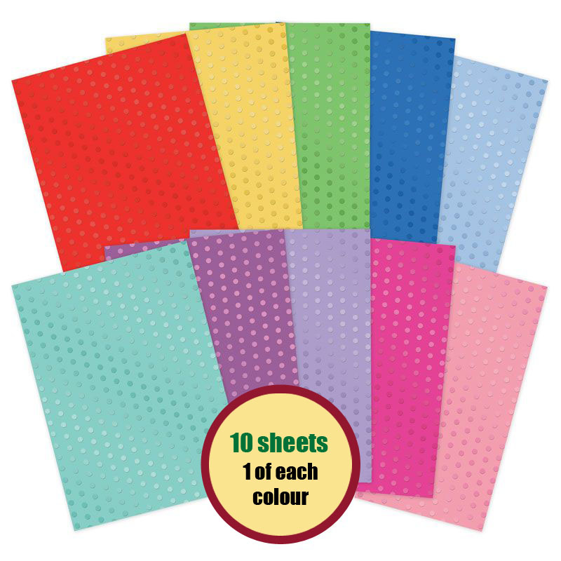 Foil Printed Coloured Card, Disco Dots (Pack of 10 Sheets)