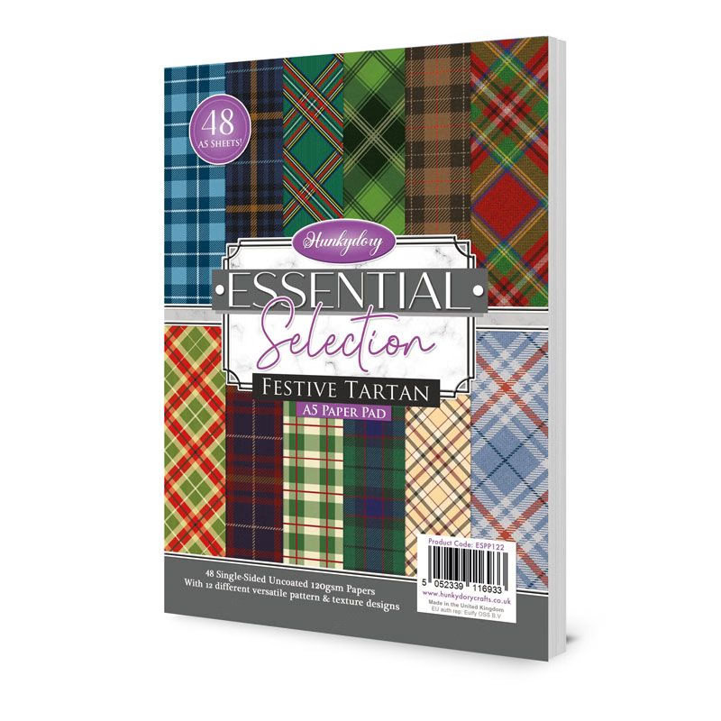 (image for) Hunkydory - Essential Selection A5 Paper Pad - Festive Tartan (48 Sheets)