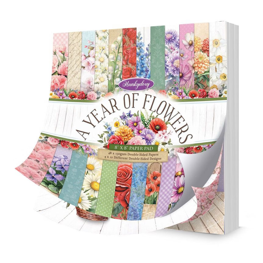 8x8 Paper Pad - Hunkydory - A Year Of Flowers (image for) 8x8 Paper Pad - Hunkydory - A Year Of Flowers