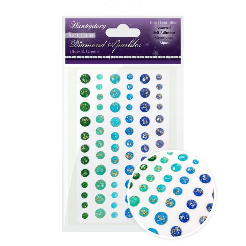 Diamond Sparkles Gold Leaf Gemstones, Blues & Greens (72 Pieces) (image for) Diamond Sparkles Gold Leaf Gemstones, Blues & Greens (72 Pieces)