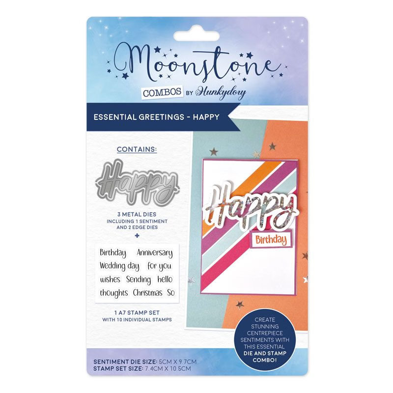 (image for) Moonstone Cutting Die Combo, Essential Greetings - Happy (MSTONE968)