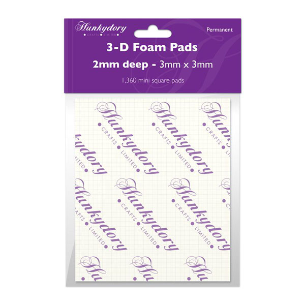 1360 Double Sided Sticky Foam Pads, White (3mm x 3mm x 2mm) FOAM132