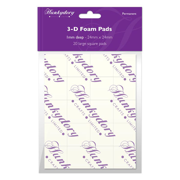 20 Double Sided Sticky Foam Pads, White (24mm x 24mm x 1mm) FOAM125
