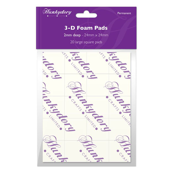 20 Double Sided Sticky Foam Pads, White (24mm x 24mm x 2mm) FOAM126