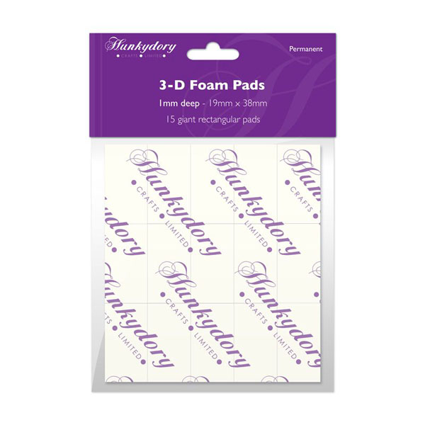 15 Double Sided Sticky Foam Pads, White (19mm x 38mm x 1mm) FOAM127