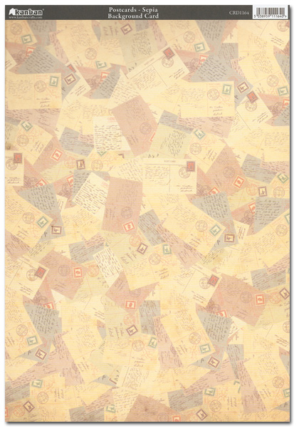 Kanban Patterned Card - Postcards, Sepia (CRD1164)