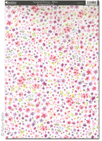 Kanban Patterned Card - Scattered Flowers, White (CRD1498)