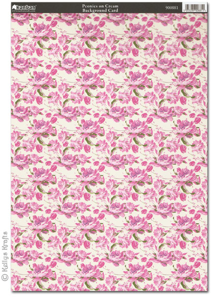 (image for) Kanban Patterned Card - Peonies on Cream (900881)