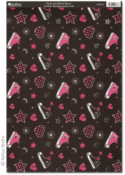 Kanban Patterned Card - Pink and Black Boots (900876)