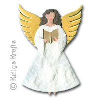 Mulberry Angel Die Cut Shape with Brown Hair and White Clothing