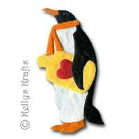 Mulberry Penguin Die Cut Shape with Hot Water Bottle