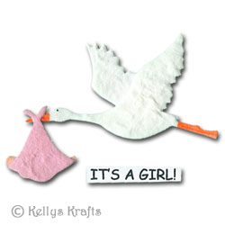 Mulberry Stork & Bundle, Pink + It's A Girl! Banner