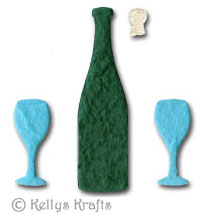 Mulberry Champagne/Wine Bottle, With Glasses