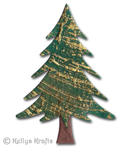 Mulberry Large Dark Green Tree Die Cut Shape with Gold Design