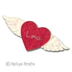 Mulberry Die Cut Heart with Wings - Red/White