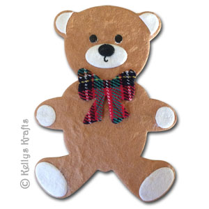 Mulberry Teddy Bear with Tartan Bow