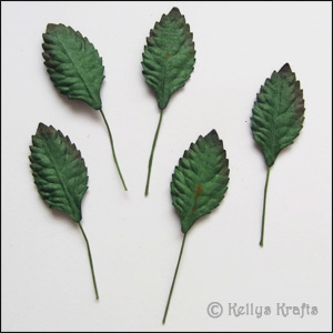 Mulberry Green Leaf/Leaves on Stems, Medium (Pack of 5)